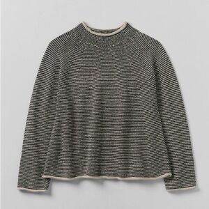 TOAST UK cotton linen stripe sweater in Navy/Putty L/XL